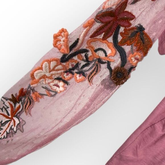 Free People Gardener Layered Look Tee Embellished Lace Sleeves - Picture 5 of 10